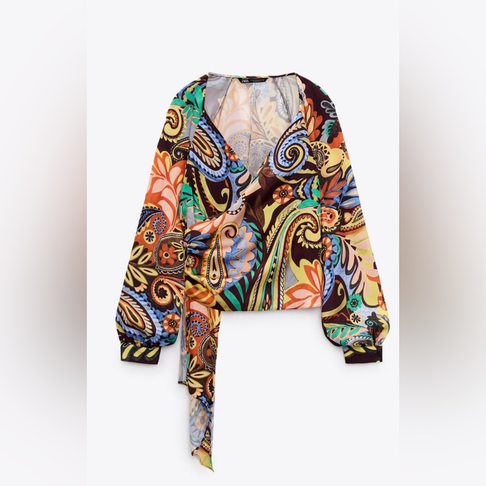 3/$25 Zara satin effect faux wrap top - Picture 5 of 8
